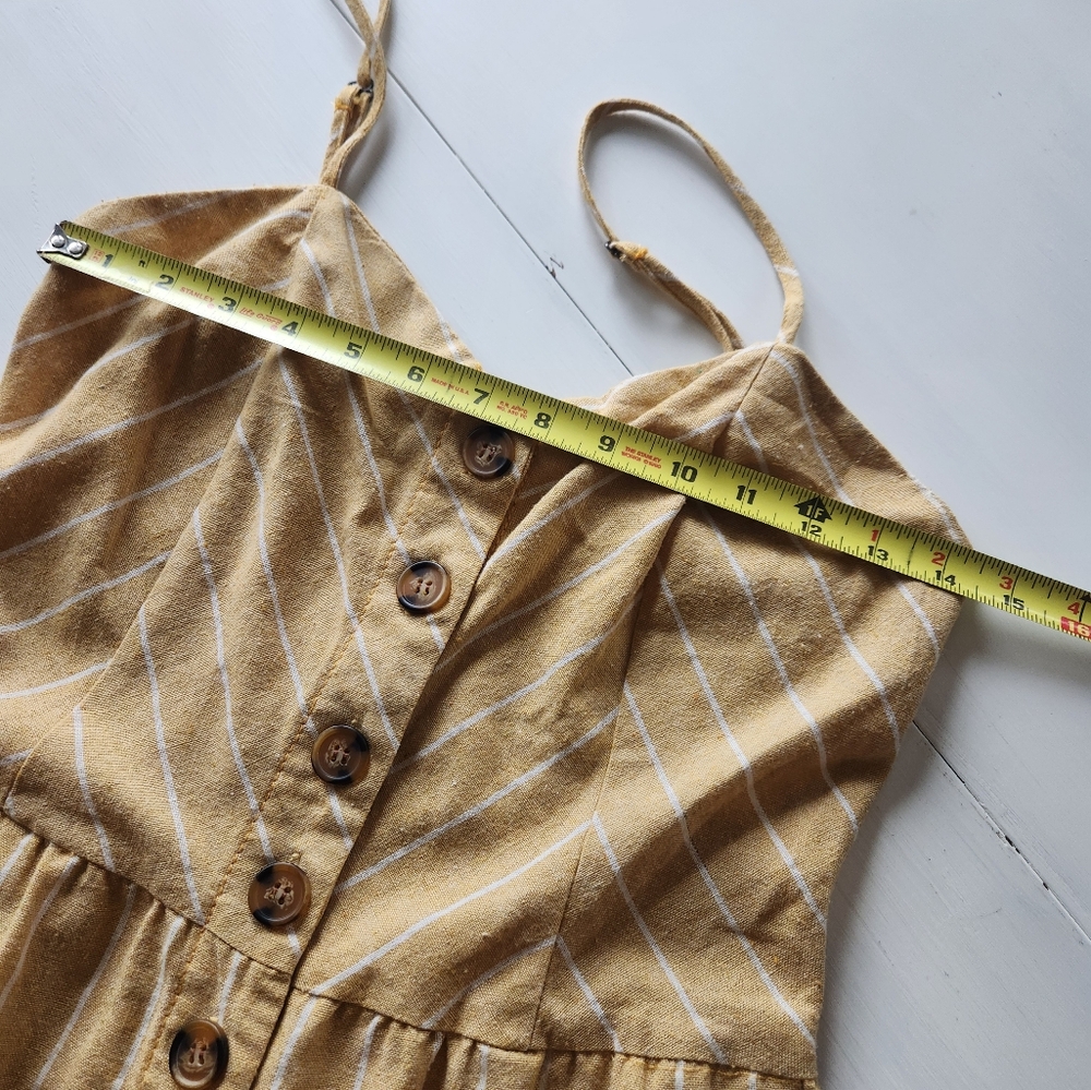Linen Striped Yellow Jumpsuit - Picture 9 of 10